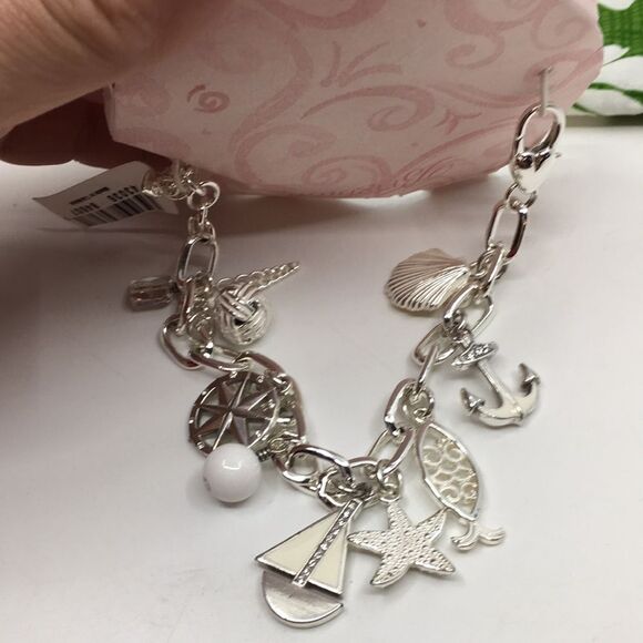 NWT Brighton SHIP TO SHORE Silver Tone Charm Bracelet with dust bag - Picture 9 of 13